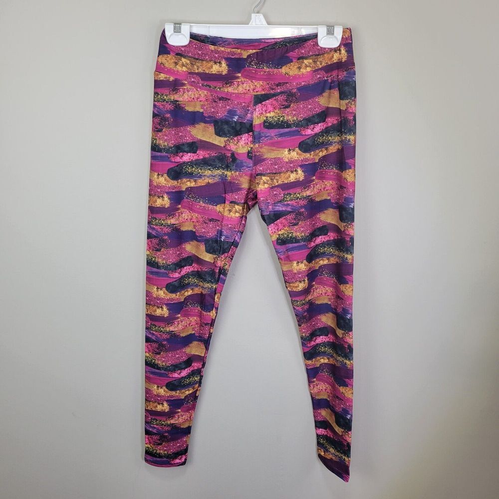 P&S Designs Brush Stroke Polyester‎ Spandex Ankle Leggings One Size Fits All